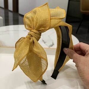 Elegant Mesh Bow Headband, Solid Color Hairband